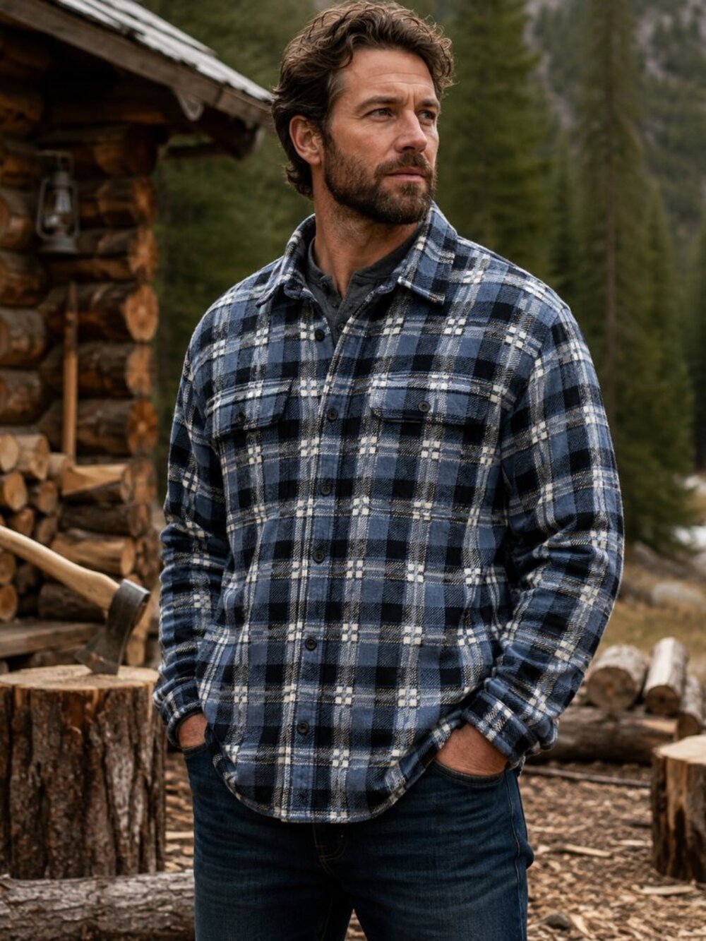 Men’s Heavyweight Plaid Flannel Shirt Shacket Size Medium